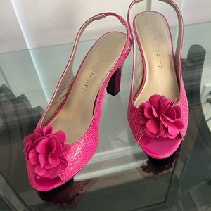 Fuchsia Karen Scott size 7 sling back peep toe women’s shoe